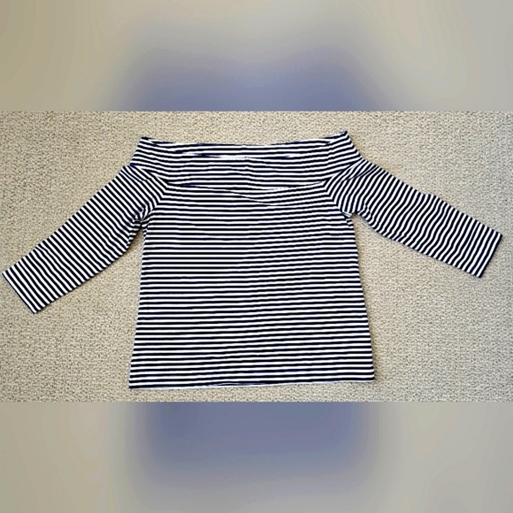 Ann Taylor Factory Striped Off-Shoulder Top